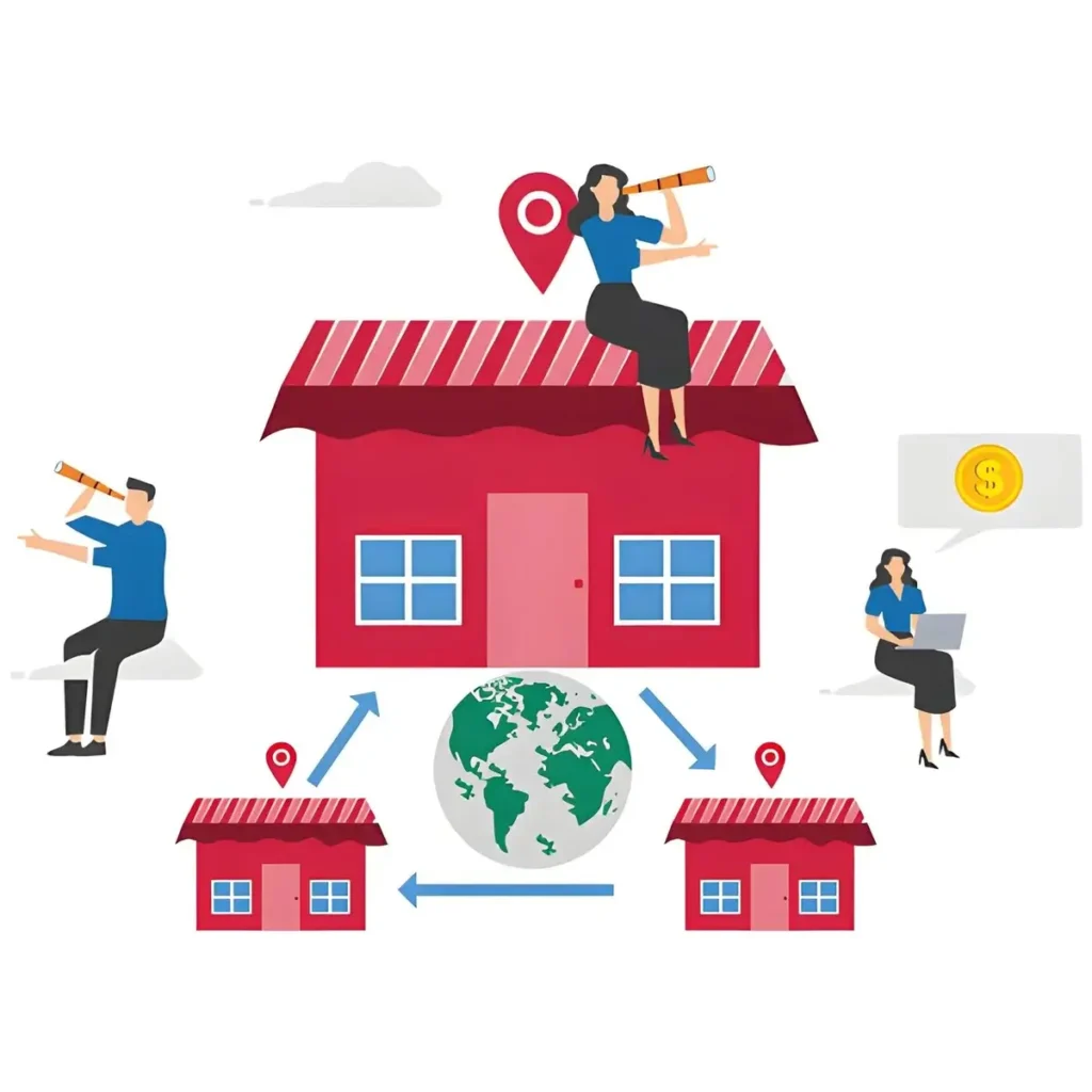 Illustration of local business locations and service areas